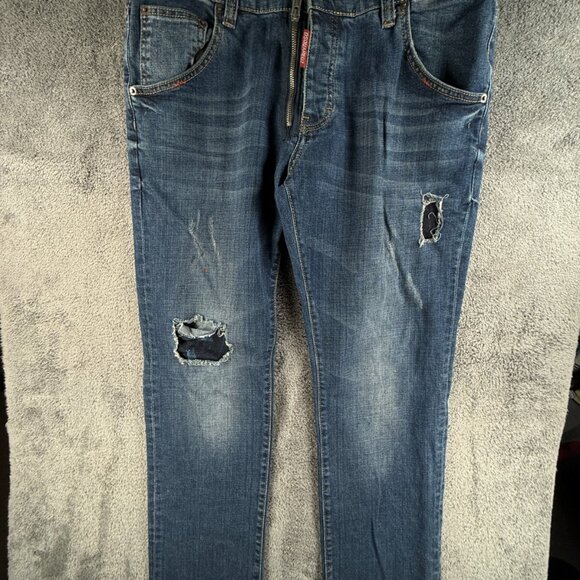 Dsquared2 Jeans Men Denim Urban Italy Made Zipper Embroidered Biker Distressed